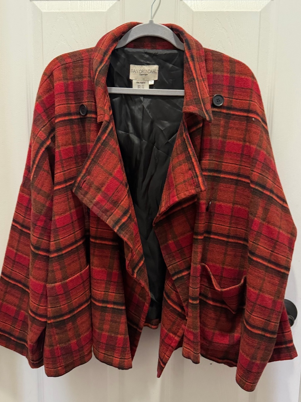 Ivan Grundahl Copenhagen Red Plaid Wool Jacket size 38 - Picture 2 of 4